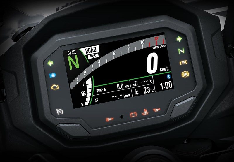 На зображенні монітор мотоциклу Kawasaki Ninja 1000 чорного кольору